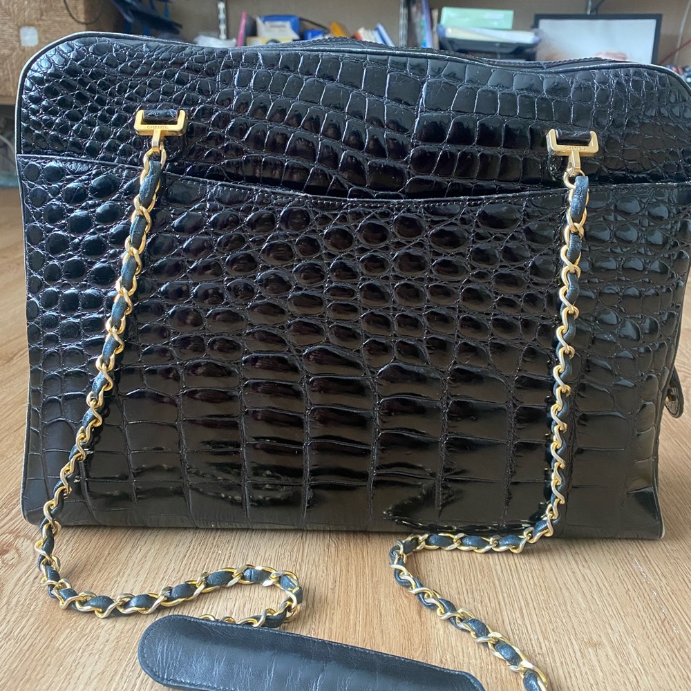 Chanel Vintage 90’s Black crocodile camera bag